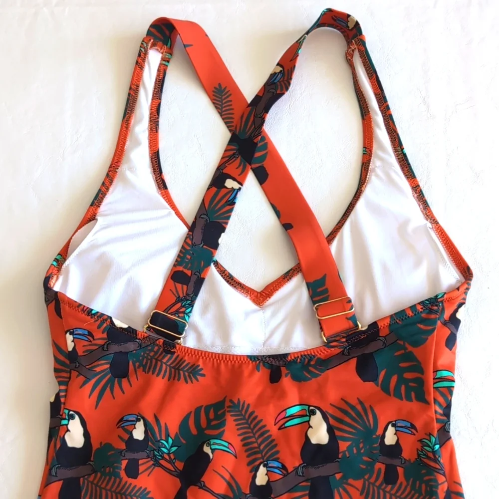 MeUndies Tucan One Piece Bathing Suit Bird Print Women's Size XS